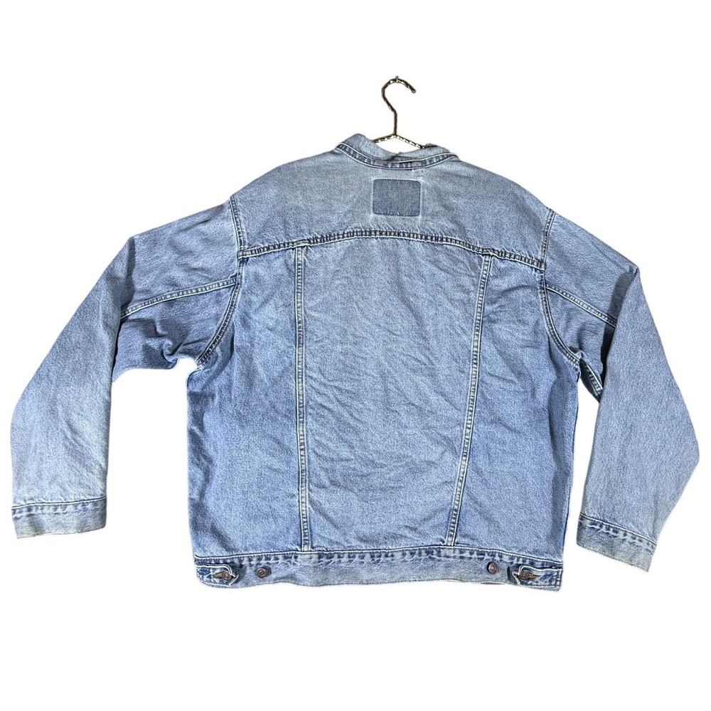 Mens 90s Vintage Levis Light Wash Distress Denim Trucker Jacket Blue Size Large - Picture 2 of 13